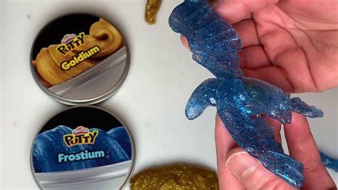 Play Doh Putty Goldium And 🧊frostium ️ Slime Review And Mix🏅gold 🔵blue