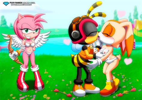 Rule 34 Amy Rose Bbmbbf Blush Breasts Charmy Bee Closed Eyes Cream