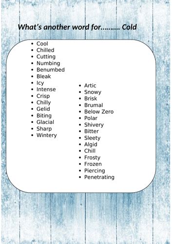 Whats Another Word For Cold Teaching Resources