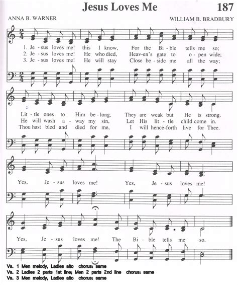 Free Choir Sheet Music Jesus Loves Me This I Know Free Sheet Music