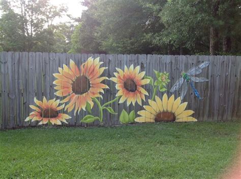 How to make fences flower pot. "SunFlowers~Fence"... (With images) | Garden mural, Garden ...