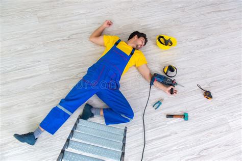 The Injured Worker At The Work Site Stock Photo Image Of Handyman
