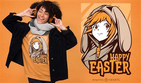 Easter Anime Girl T Shirt Design Vector Download
