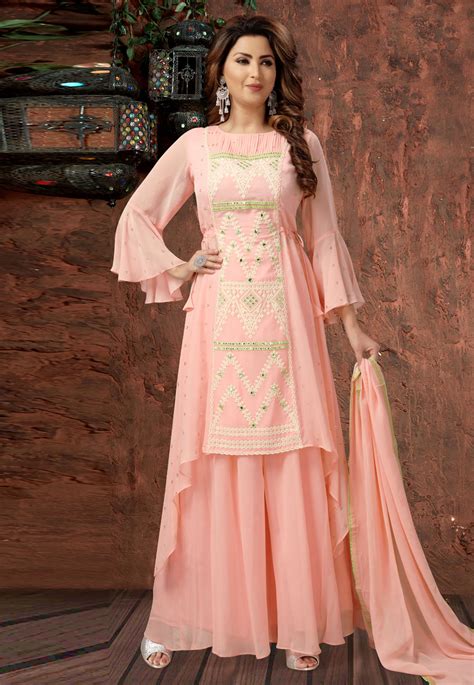 Pink Silk Readymade Palazzo Suit 191079 Indian Fashion Dresses Designer Dresses Indian