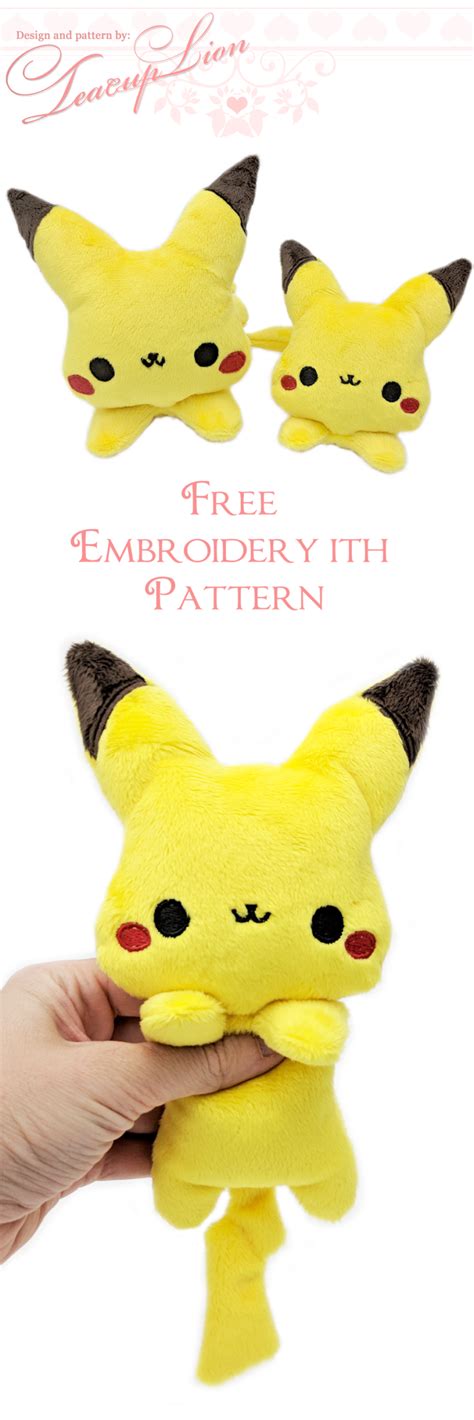 Free Pikachu Pokemon Plushie Sewing Pattern And Ith Machine Embroidery
