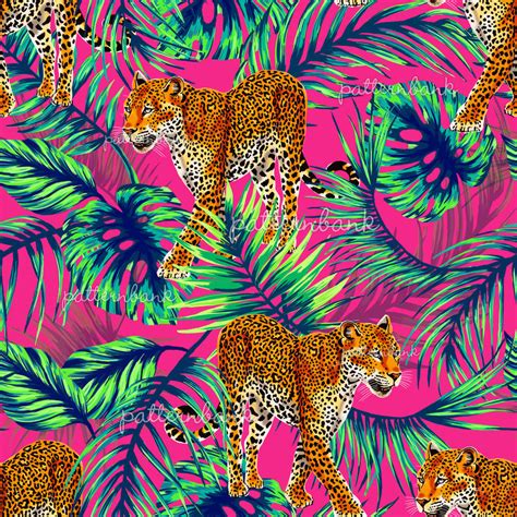 Tropical Leopards Pink By Madeline English Seamless Repeat Royalty