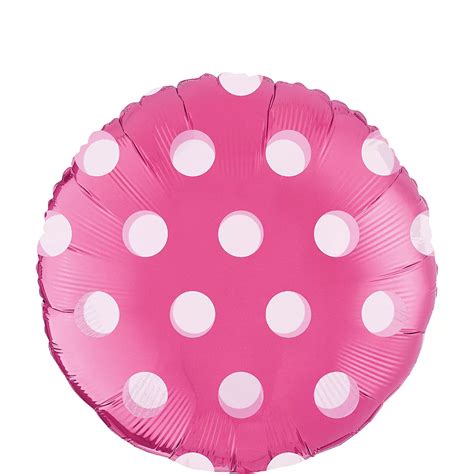 Raspberry Polka Dot Round Balloon 17in Party City
