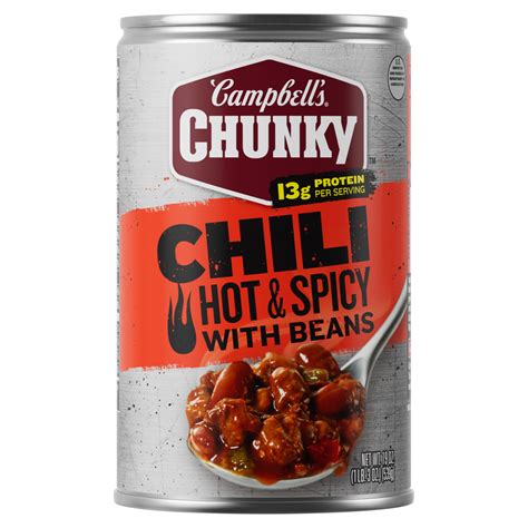 Campbells Chunky Chili Hot And Spicy Chili With Beans 19 Oz Can