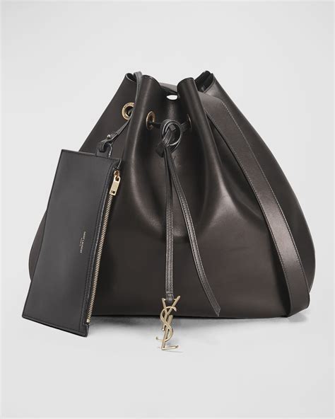 Saint Laurent Large Ysl Drawstring Leather Hobo Bag Neiman Marcus