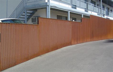 Corten Corrugated Metal Installed Vertically For Fencing Corrugated Metal Fence Metal Fence