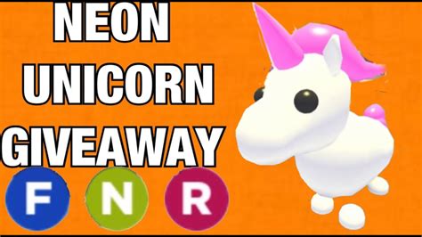 Adopt Me Neon Unicorn Giveaway Youtube