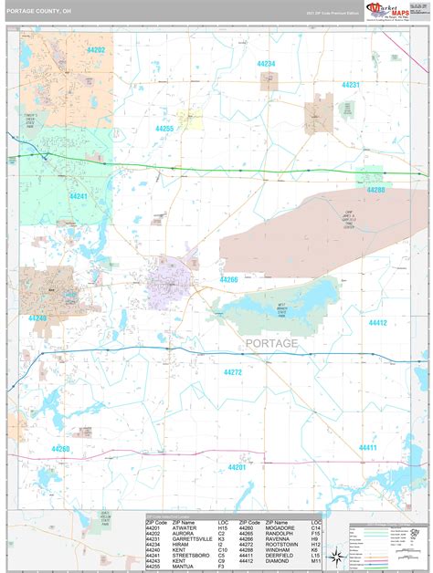 Portage County Oh Wall Map Premium Style By Marketmaps Mapsales