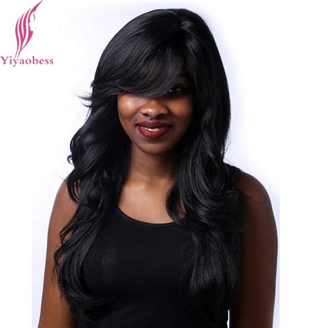 Yiyaobess 24inch 1b Long Black Wig Wavy Hairstyles For Women Heat