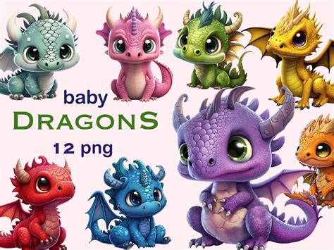 Cute Baby Dragon Clipart Fantasy Art Graphic By Fantasydreamworld