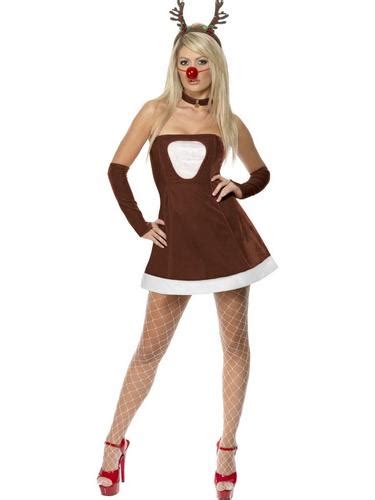 Red Hot Reindeer Ladies Christmas Fancy Dress Party Costume Outfit 8 10