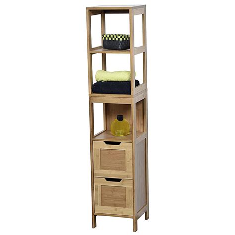 Adjust your tall bathroom cabinet to your needs Evideco Collection Mahe Bathroom Free Standing Linen Tower ...