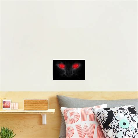 Halloween Scary Black Cat Red Glowing Eyes Photographic Print By