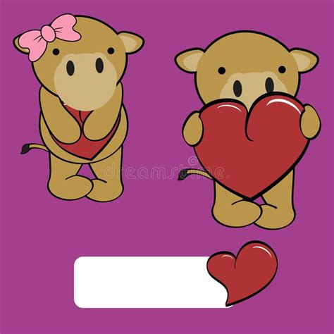 Cute Girl And Boy Camel Cartoon Love Heart Stock Vector Illustration
