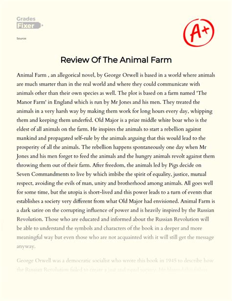 The Animal Farm A Review Of Themes And Characters Essay Example