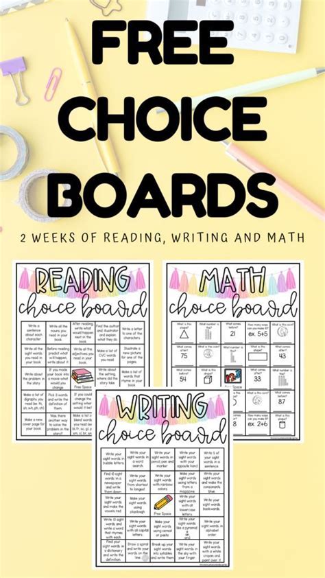 Choice Boards to use at Home | Move Mountains in Kindergarten | Math