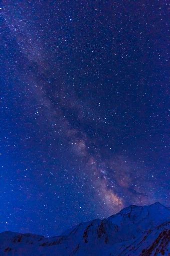 Stars And Milky Way Galaxy With Himalaya Snow Mountain Nepal Stock