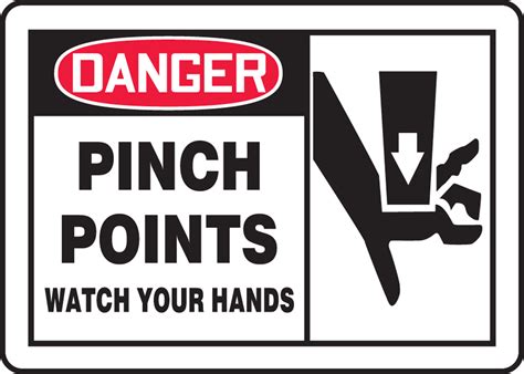 Pinch Point Watch Your Hands Osha Danger Safety Sign Meqm