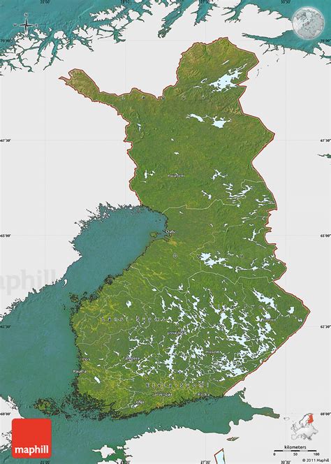 Satellite Map Of Finland Single Color Outside