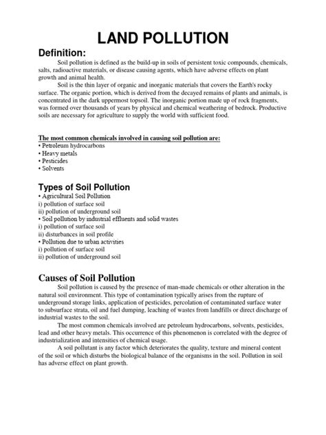 Land Pollution Summary Pdf Soil Fertilizer