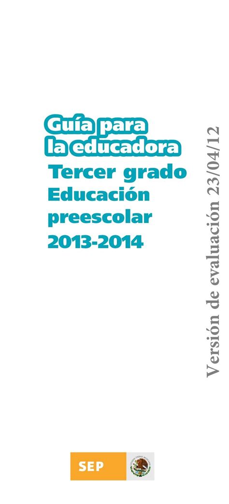 Guia Para La Educadora Tercer Grado 2013 2014 Tercer Grado Grado