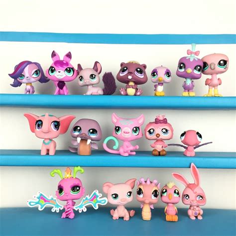 Authentic 17 Littlest Pet Shop Lot Pink Chinchilla Elephant Rabbit