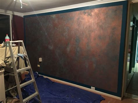 How To Paint A Faux Copper Feature Wall Diy Metallic Paint Walls