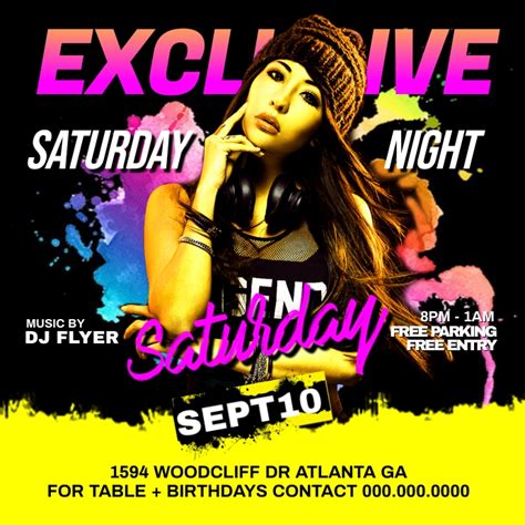 Saturday Night Party Flyer Template Postermywall