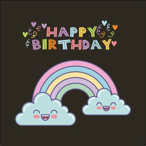 Premium Vector Rainbow Birthday Card