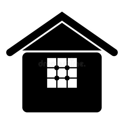 Home With Window House Real Estate Residence Icon Black Color Vector