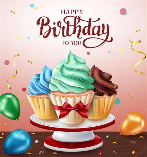 Premium Vector Birthday Cupcakes Vector Design Happy Birthday