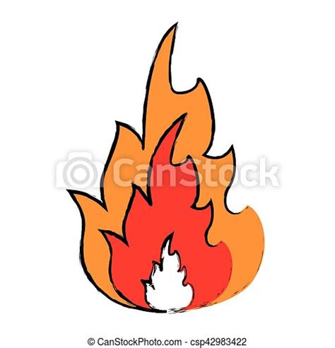 Drawing Hot Flame Spurts Fire Design Vector Illustration Eps 10 Canstock