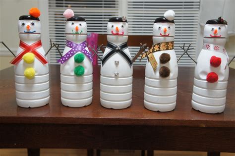 Snowmen Made Out Of Liquid Coffee Creamer Containers Paint The Cleaned