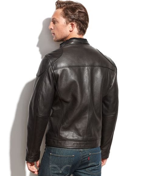 Lyst Calvin Klein Leather Moto Jacket In Black For Men