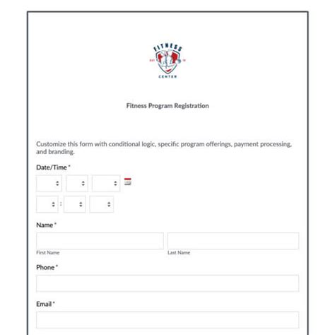 Gym Membership Form Template Formstack