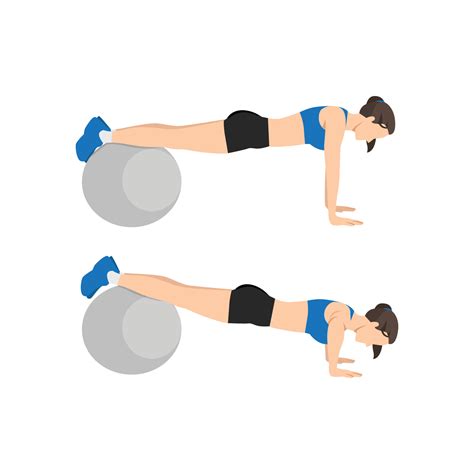 Woman Doing Stability Swiss Ball Push Up Exercise Flat Vector