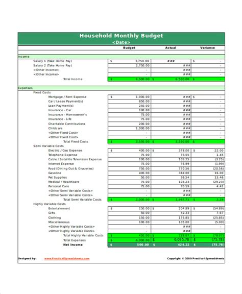Monthly Household Budget Worksheet Spreadsheet Template Excel Vrogue
