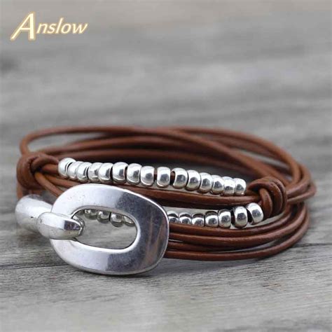 Anslow Hot Sale New Arrivals Fashion Nieuwe Vintage Mannen Armband Lederen Armband Handgemaakte