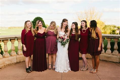 Love The Mismatched Bridesmaids In Marsala Burgundy Bridesmaid