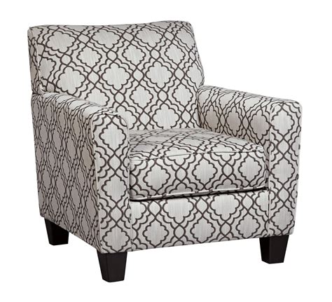 Fabric Upholstered Accent Chair With Quatrefoil Print Gray And White