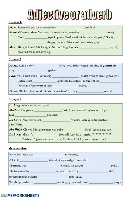 Adverbs And Adjectives Worksheets K5 Learning Worksheets Library