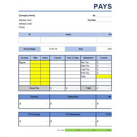 Pay Stub Templates 10 Free Printable Word Excel And Pdf