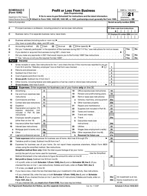 2021 Form Irs 1040 Schedule C Fill Online Printable Fillable Blank