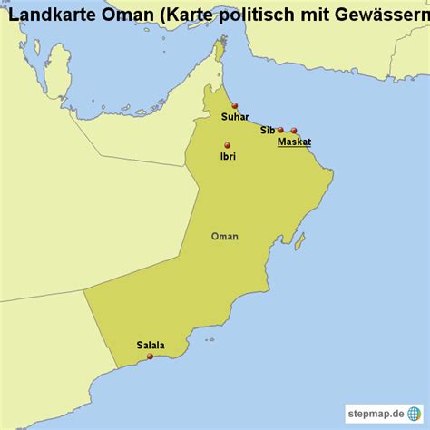 Stepmap Landkarte Oman Karte Politisch Mit Gewässern Landkarte