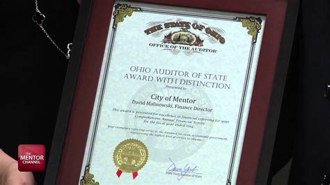 Mentor Receives Auditor Of State Award With Distinction Youtube