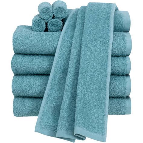Mainstays Value Terry Cotton Bath Towel Set 10 Piece Set Blue Cameo